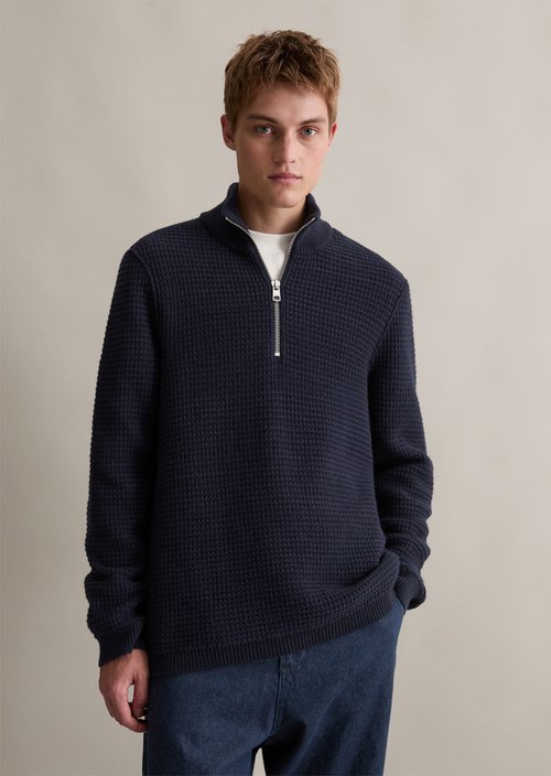 Relaxed knit troyer — Blue Depths