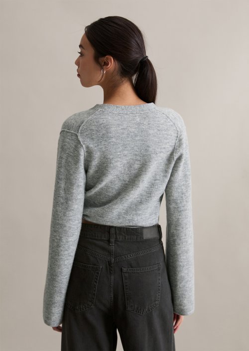 Wrap cardigan loose — Stone Melange