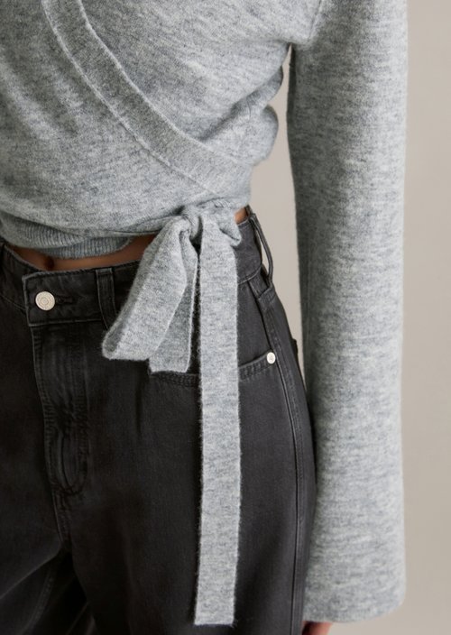 Wrap cardigan loose — Stone Melange