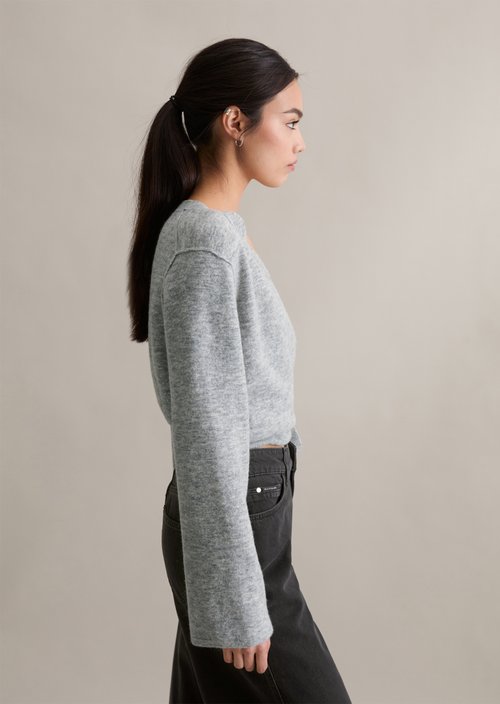 Wrap cardigan loose — Stone Melange