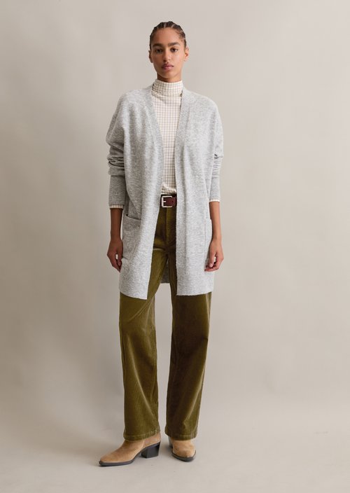 Long cardigan loose — Stone Melange