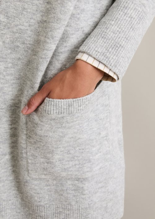 Long cardigan loose — Stone Melange