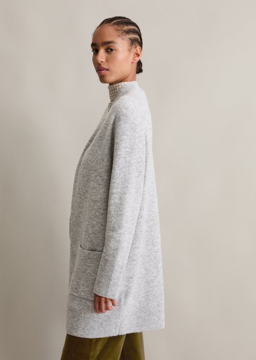 Long cardigan loose — Stone Melange