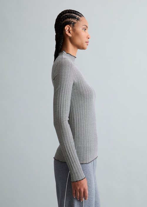 Ribbed longsleeve slim — Dark Blue