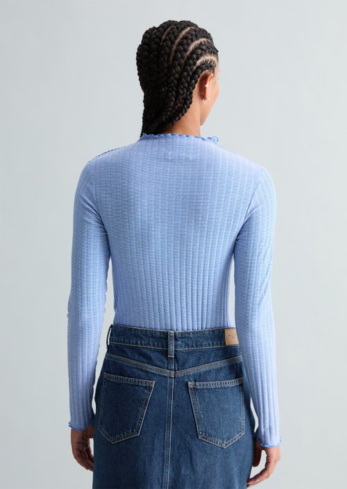 Ribbed longsleeve slim — Medium Blue