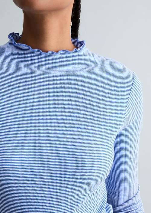 Ribbed longsleeve slim — Medium Blue