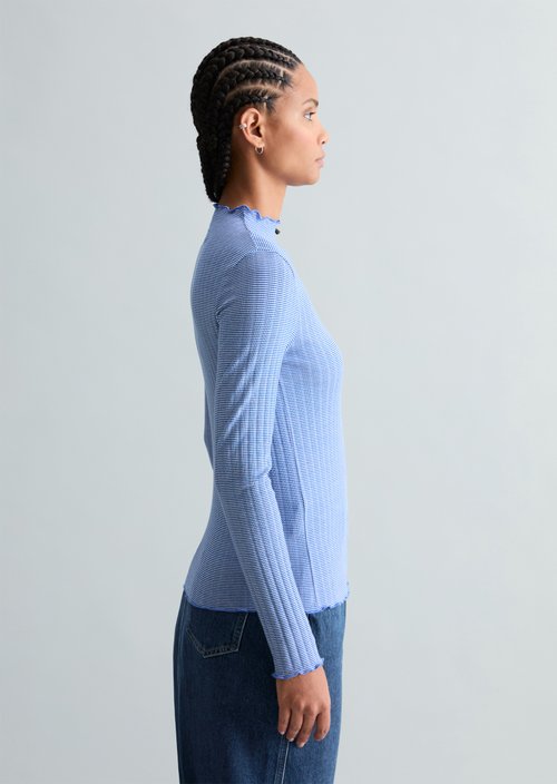 Ribbed longsleeve slim — Medium Blue