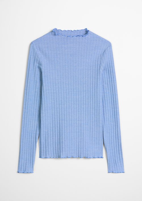 Ribbed longsleeve slim — Medium Blue