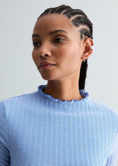 Ribbed longsleeve slim — Medium Blue