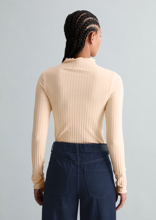 Ribbed longsleeve slim — Light Orange