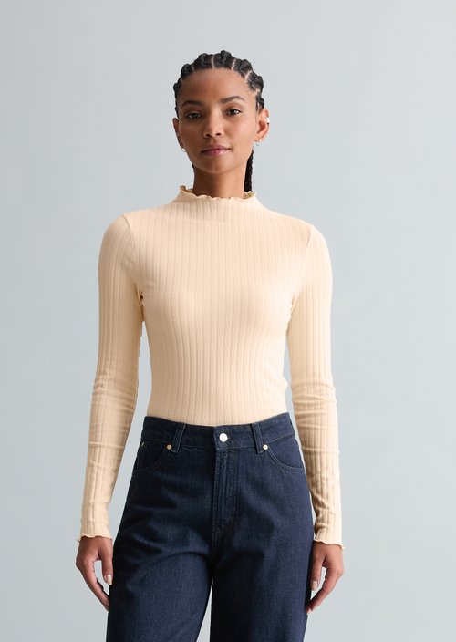 Ribbed longsleeve slim — Light Orange