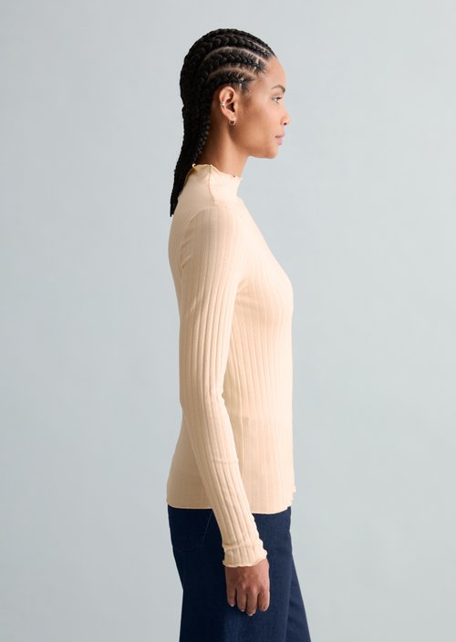Ribbed longsleeve slim — Light Orange