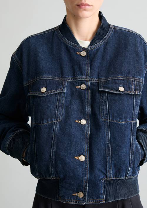 Regular denim blouson Dark Blue in detail view