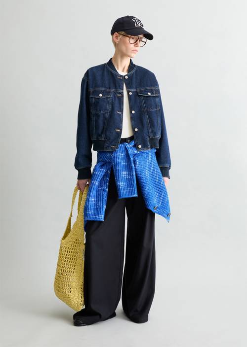 Regular denim blouson Dark Blue in front view