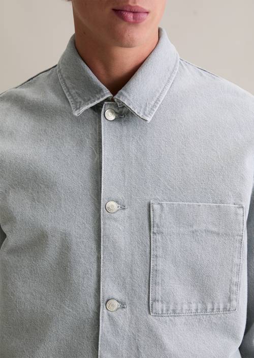 Denim-Overshirt Light Grey in Detailansicht