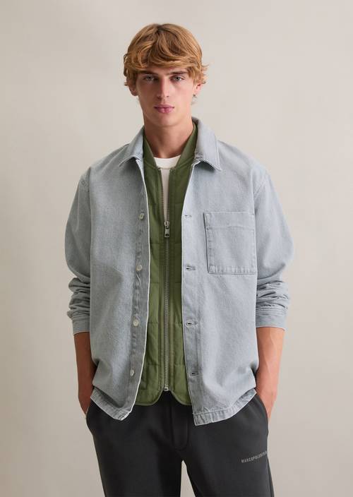 Denim-Overshirt Light Grey in Frontalansicht