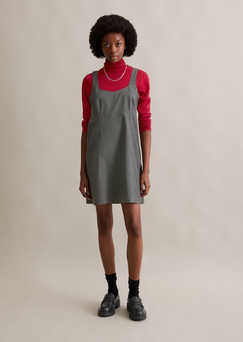 Pinstripe dress regular — Medium Grey