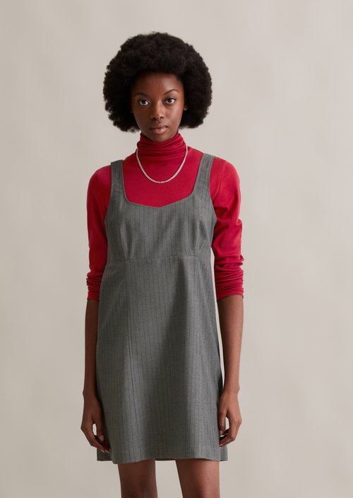 Pinstripe dress regular — Medium Grey
