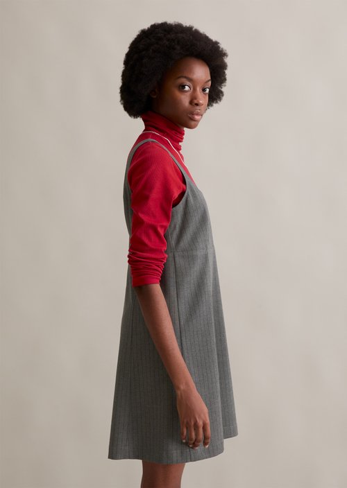Pinstripe dress regular — Medium Grey