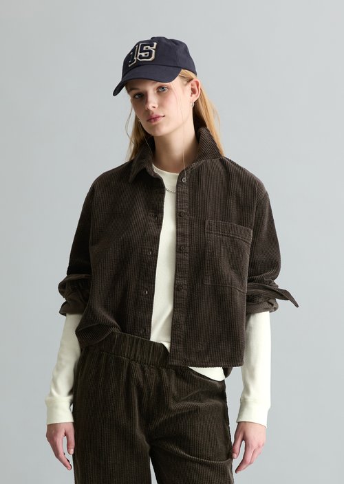 Corduroy blouse loose — Black Espresso