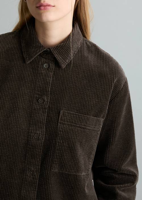 Corduroy blouse loose Black Espresso in detail view