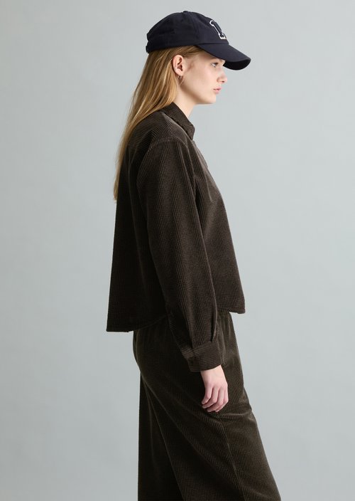 Corduroy blouse loose — Black Espresso