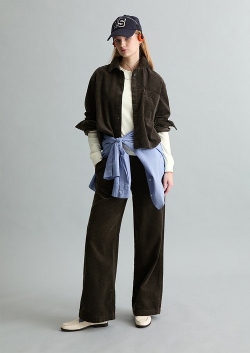 Corduroy blouse loose — Black Espresso