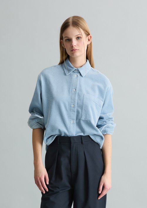 Corduroy blouse loose — Blue Dusk