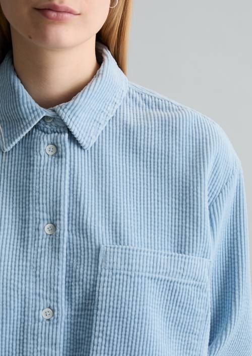 Corduroy blouse loose Blue Dusk in detail view