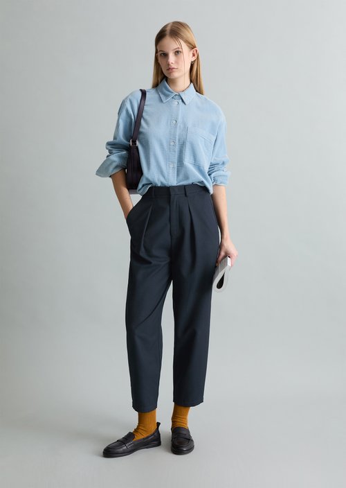Corduroy blouse loose — Blue Dusk
