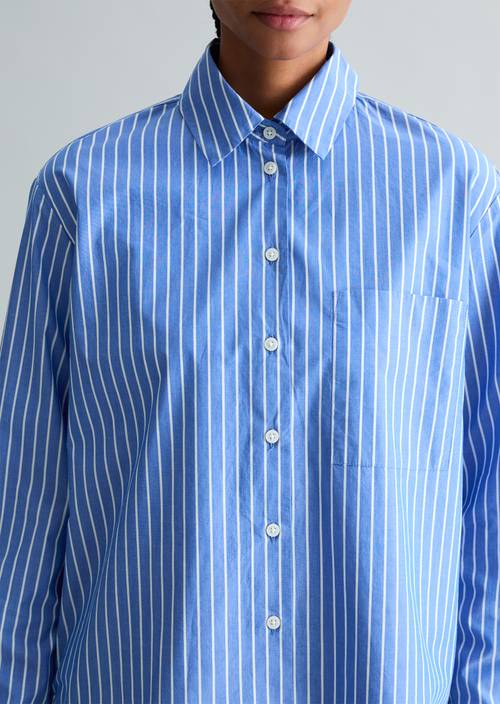 Regular gestreepte blouse Medium Blue in detailaanzicht