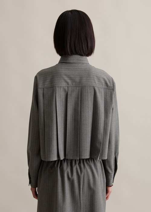 Pinstripe blouse A-shape — Medium Grey