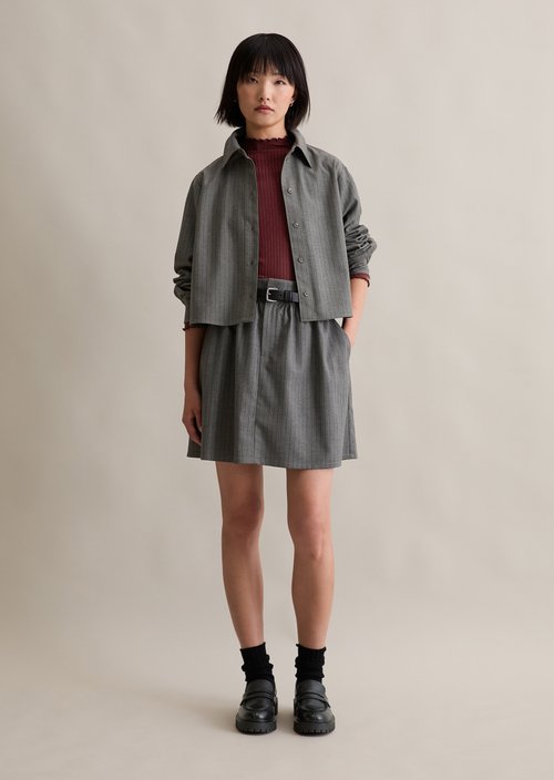 Pinstripe blouse A-shape — Medium Grey