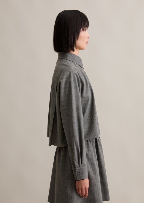 Pinstripe blouse A-shape — Medium Grey