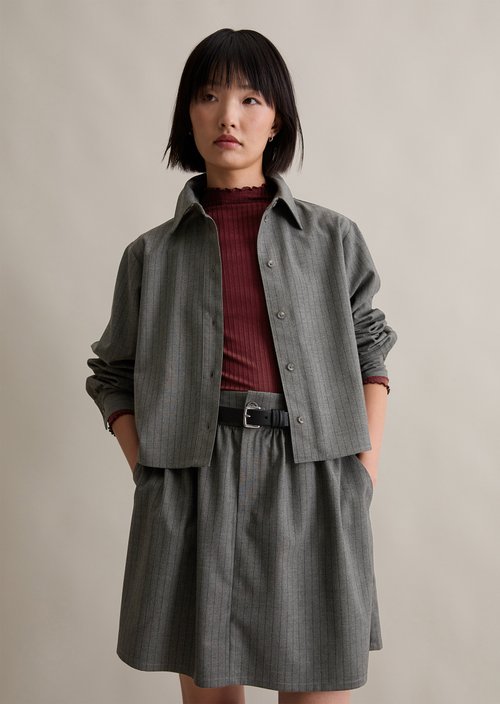 Pinstripe blouse A-shape — Medium Grey