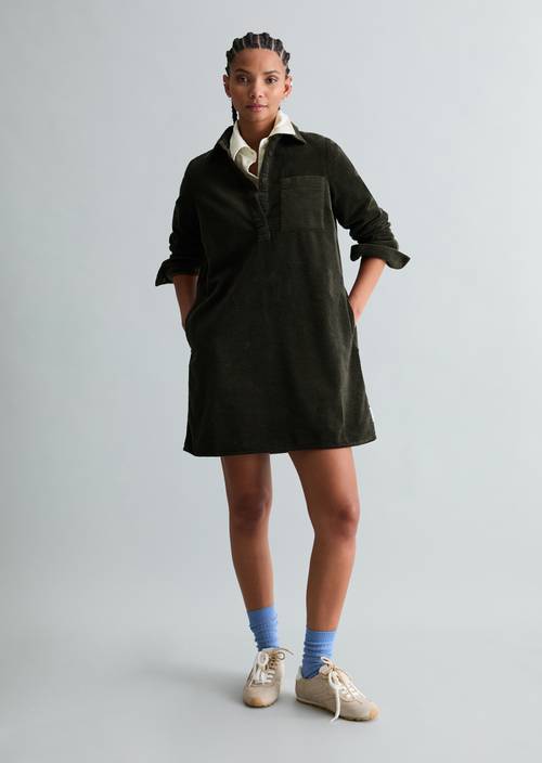 Robe en velours côtelé straight Black Espresso en vue de face