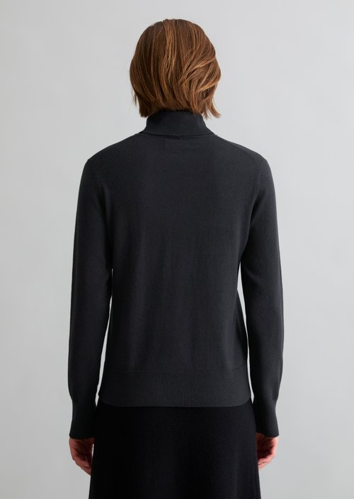 Regular turtleneck sweater — Black Melange