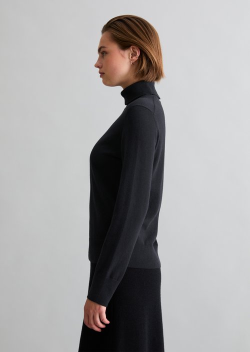 Regular turtleneck sweater — Black Melange