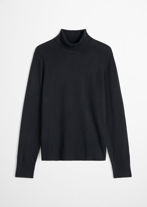 Regular turtleneck sweater — Black Melange