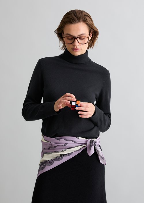 Regular turtleneck sweater — Black Melange
