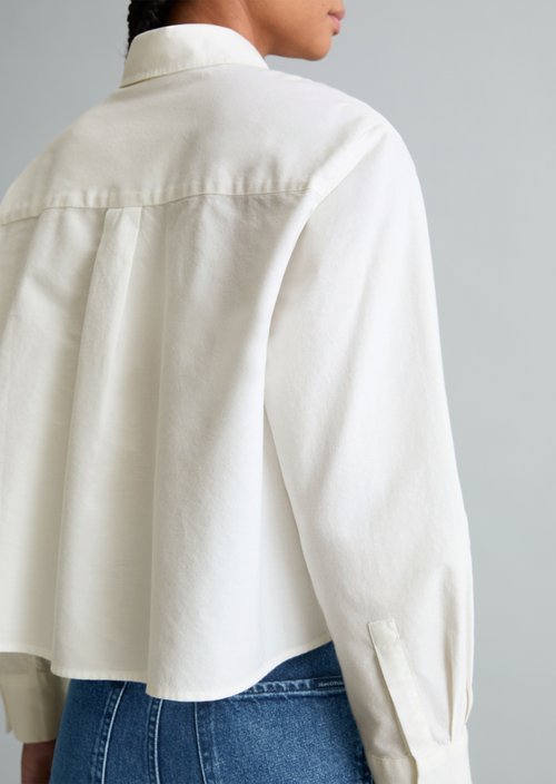 Cropped oxford blouse — Silky White