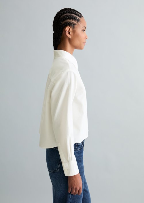 Cropped oxford blouse — Silky White
