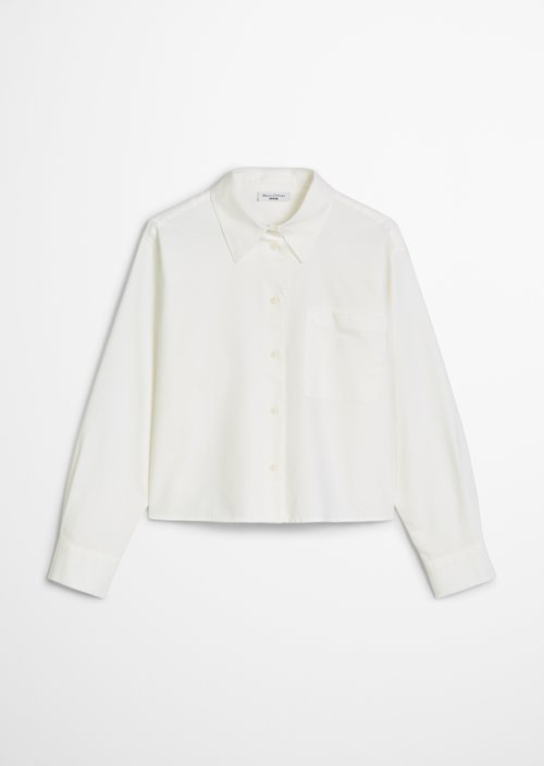 Cropped oxford blouse — Silky White