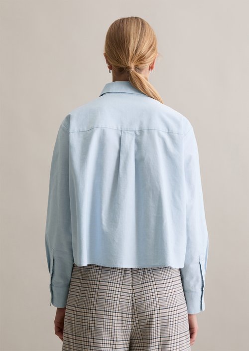 Cropped oxford blouse — Light Blue