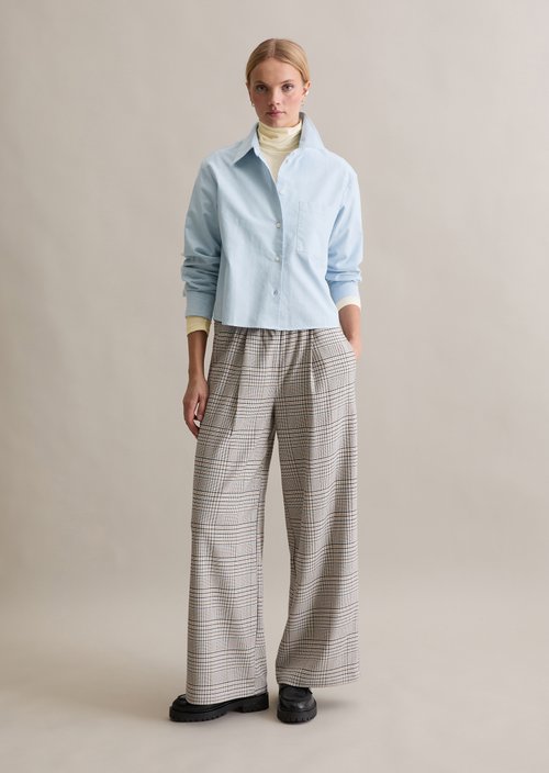 Cropped oxford blouse — Light Blue