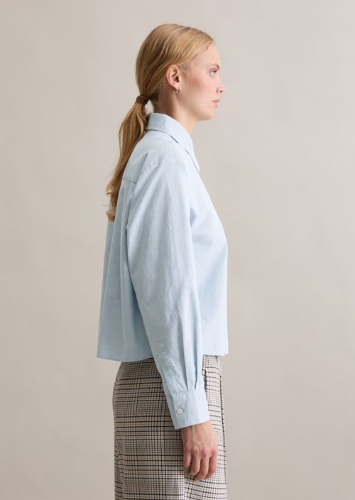 Cropped oxford blouse — Light Blue