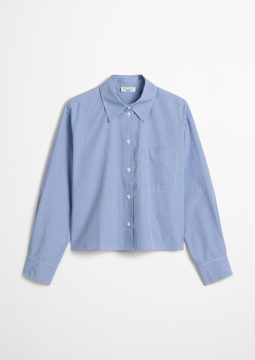 Check blouse relaxed cropped — Dark Blue
