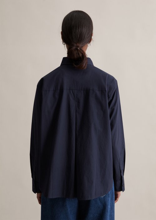 Relaxed polo-style blouse — Blue Depths