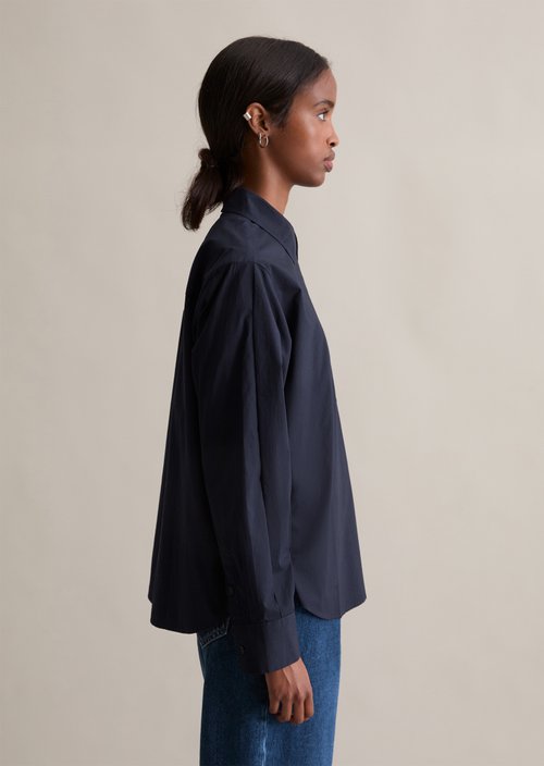 Relaxed polo-style blouse — Blue Depths