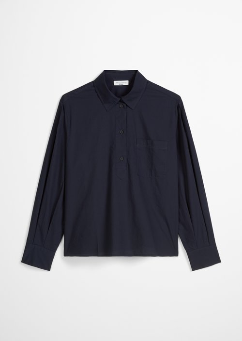 Relaxed polo-style blouse — Blue Depths